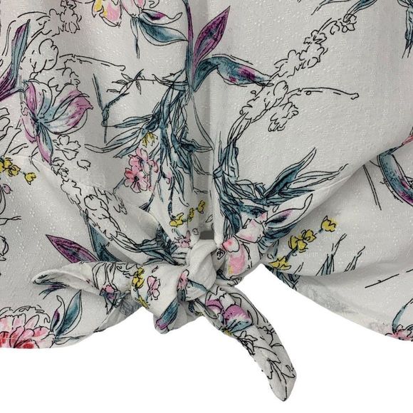 Buffalo David Bitton Sz M Peoni Tie Front Top Short Sleeve Boxy Summer 3067 - Picture 10 of 13